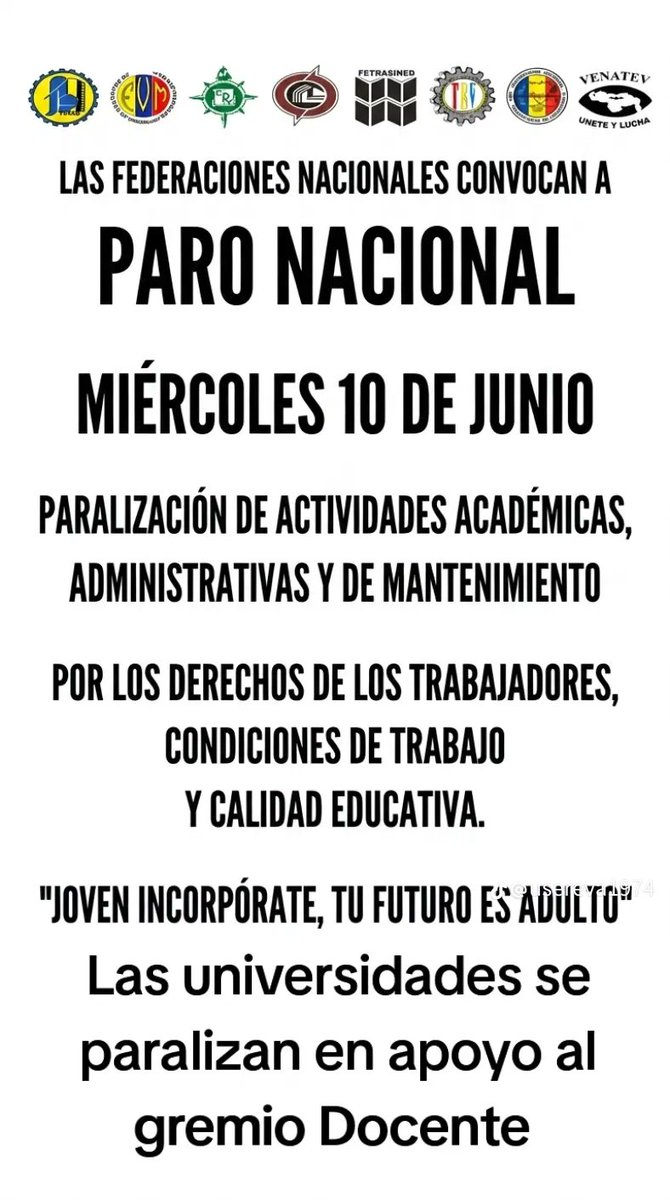 fevemaestros's tweet photo. Maestros activos, jubilados y pensionados unidos en una misma exigencia:

✔ Salarios y pensiones dignas
✔ Contratación colectiva
✔ Respeto a los derechos laborales
📢 Este #10Junio el magisterio se hace sentir.

#ParoEducativo10J 
#UnDiaPorLosDocentes https://t.co/MWXufCHIWT