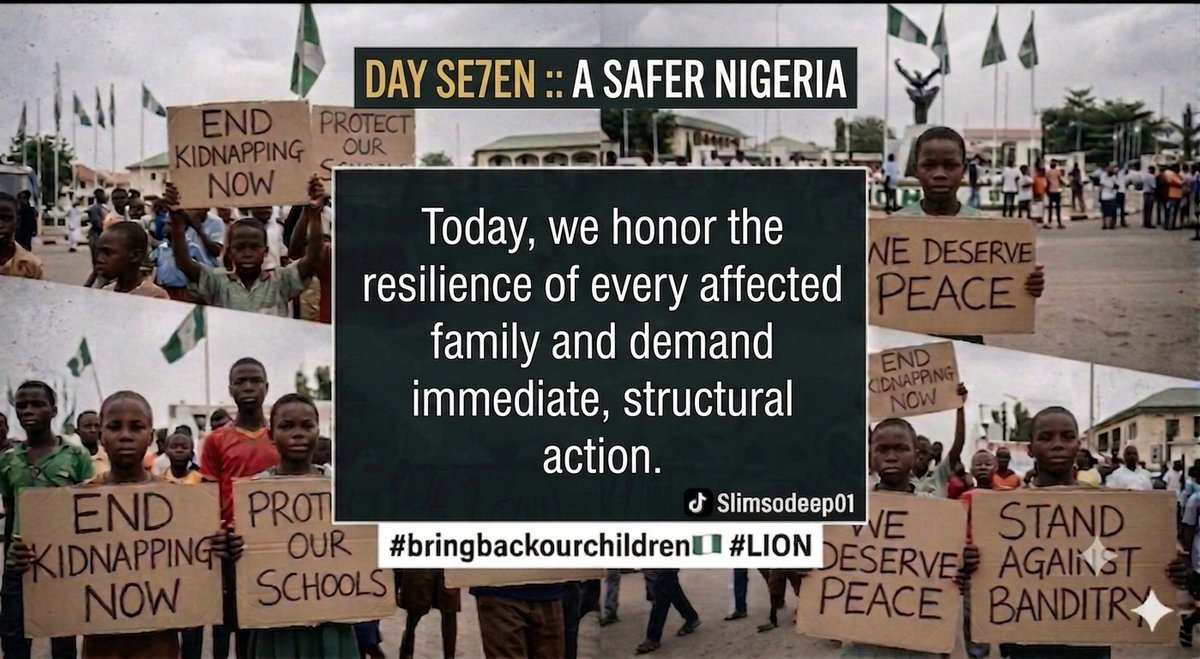 Slimsodeep01's tweet photo. We are exactly one week into a 30-day stand. We are not tired, we are not distracted, and we will not look away. Today, we honor the resilience of every affected family and demand immediate, structural action. #bringbackourchildre🇳🇬 #LION https://t.co/urLT1lDPCw