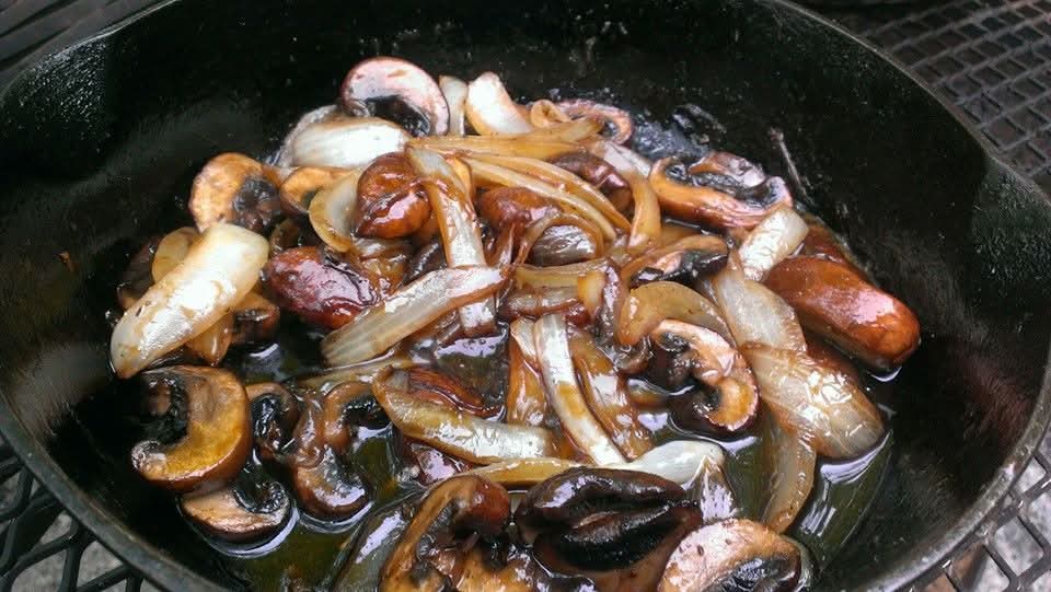 CampCookAlt's tweet photo. I was going through memories on FB and came across the Anniversary dinner I made for us when we went camping at Peninsula State Park in Door County Wisconsin. We ate well! Steaks
Baked Potatoes 
Pan Seared Scallops
Pan Fried Brussel Sprouts
Onion and Shrooms
All over a camp fire!
@BrandonDonkey2