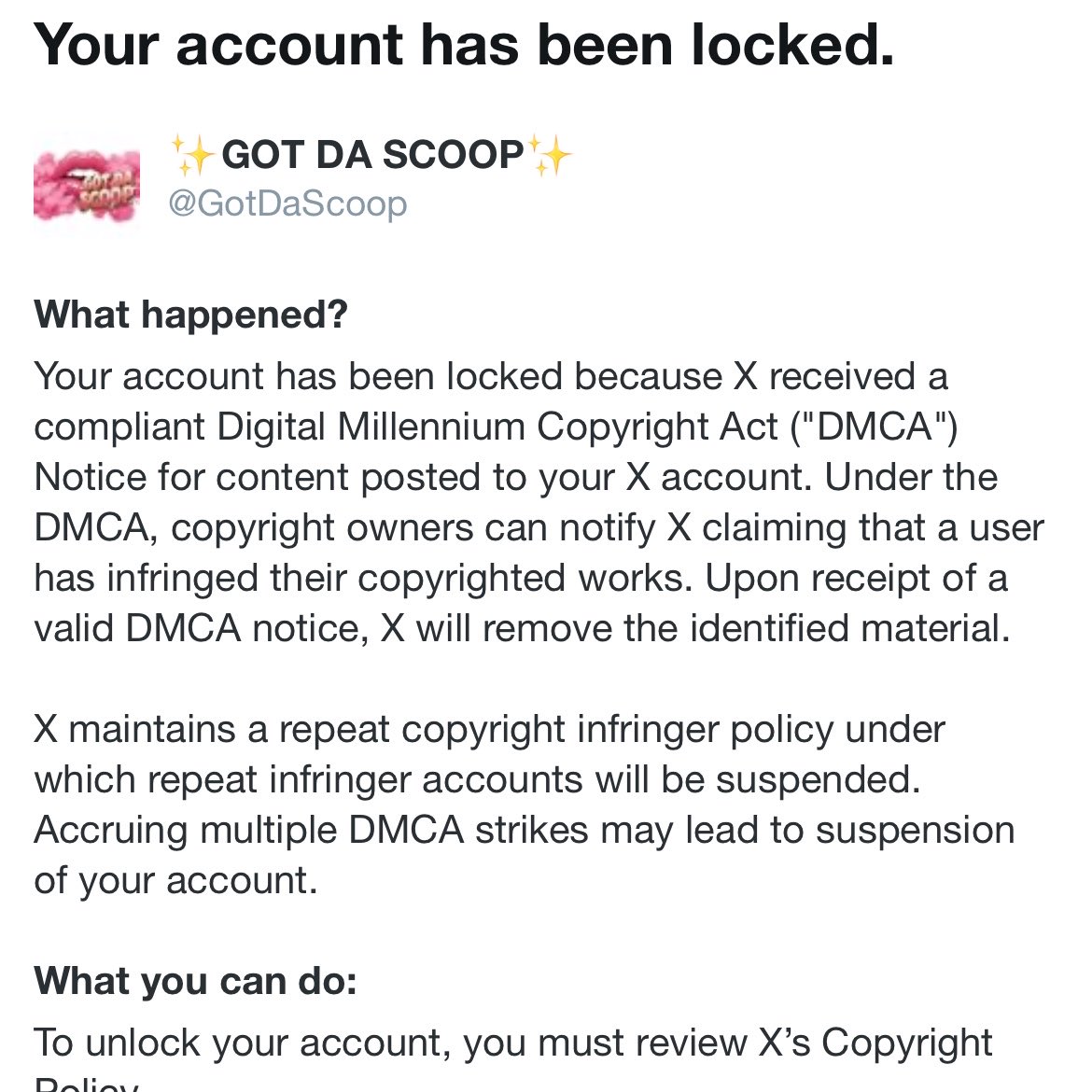 GotDaScoop's tweet photo. Cry Baby a** b*tch !

Warner over there flagging content as theirs ! This is Akbar’s song on your beat & you couldn’t take it.

Not even a full 24hrs and Warner sending out copyright claims ! I will be appealing because huh ?

This can’t be hip hop lol Too soft, too shook ! Notice how everyone diss songs gets flagged or taken down. 🤣😩

Man yall have to see the write up. lol asking to look at accounts and see if they infringe a lot etc. 🤣🤣 Real LOSERS!