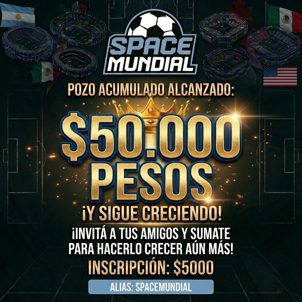 GermanAndrioli's tweet photo. 🚨¡LLEGAMOS A LOS $50.000 DE POZO ACUMULADO PARA EL #ProdeMundial!🚨
🏅1er. Puesto: 70% del pozo
🥈2do. Puesto: 20% del pozo
🥉3er. Puesto: 10% del pozo
💥¡Hacé tu transferencia, enviame el comprobante por DM y te paso el link para que te sumes! https://t.co/OD0fTpvGPE