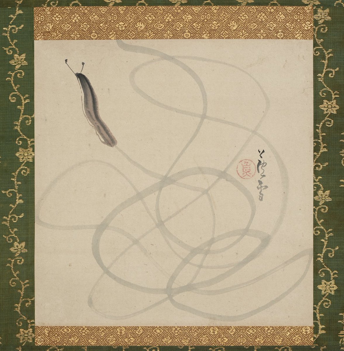 NihonBijutsushi's tweet photo. 長沢 芦雪　ながさわ ろせつ　Nagasawa Rosetsu　1754–1799

《なめくじ図》

18世紀後半・江戸時代
紙に墨、淡彩・掛軸
個人蔵 https://t.co/xSIPoDKXSk