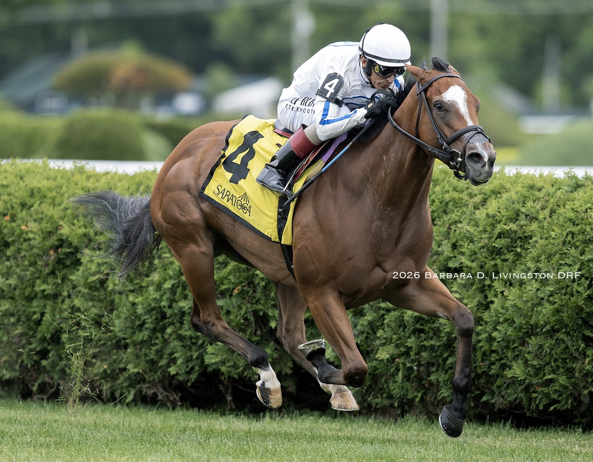 DRFLivingston's tweet photo. SLAY THE DAY (Into Mischief-Mind Out, by Tapit) won today's G3 Soaring Softly at Saratoga Race Course. The Flying Dutchmen-owned filly is trained by Brian Lynch and was ridden by John Velazquez.

SLAY THE DAY, 3, has now won 4 of 7 starts, with 2 seconds. She paid $3.36. https://t.co/PJYg2m6Qvf