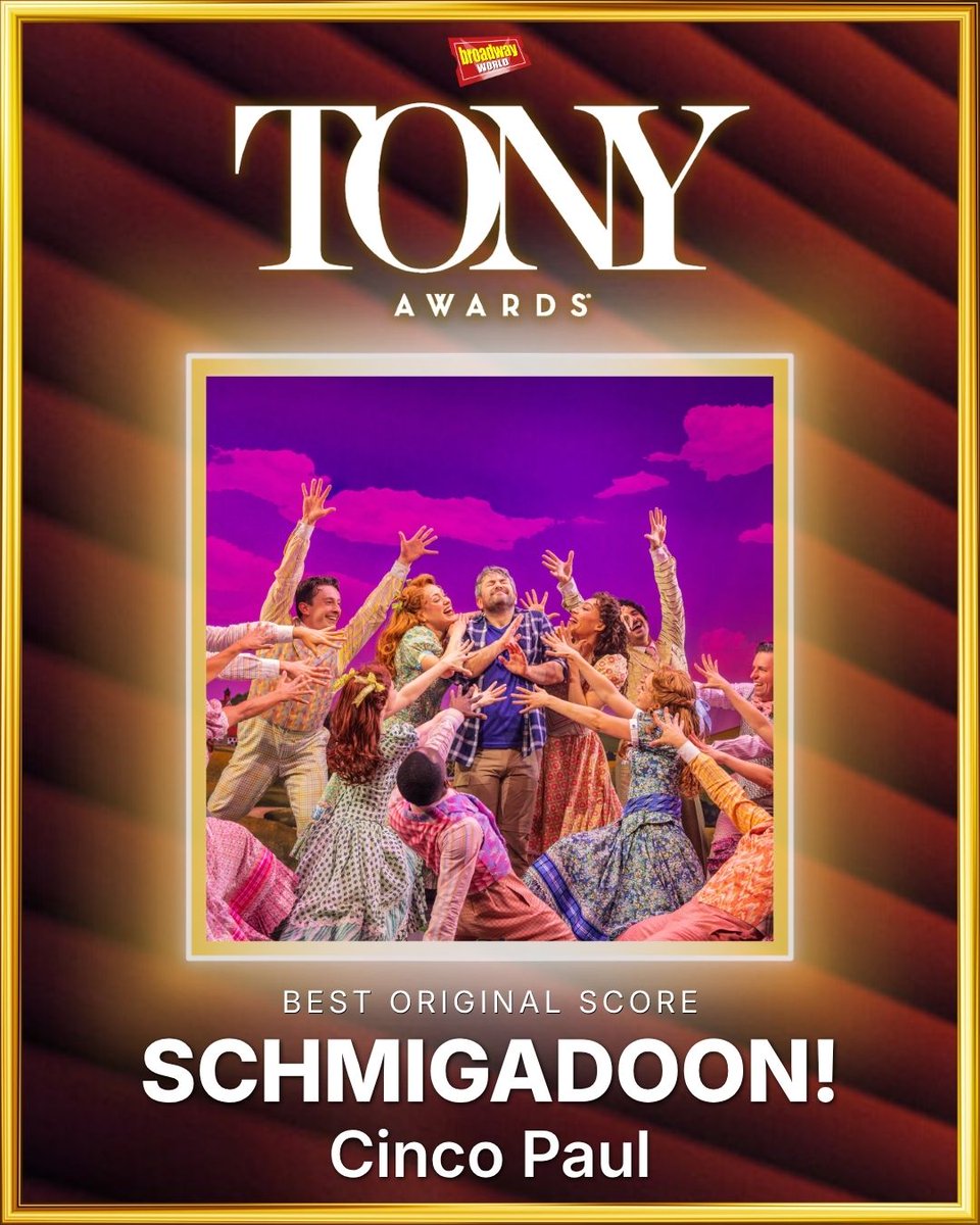 BroadwayWorld's tweet photo. Cinco Paul has just won the Tony Award for Best Original Score for @schmigadooon.  He also took home the award for Book of a Musical earlier this evening.

Read more: https://t.co/O9uHBW7HoV https://t.co/um7eW8b9Mm