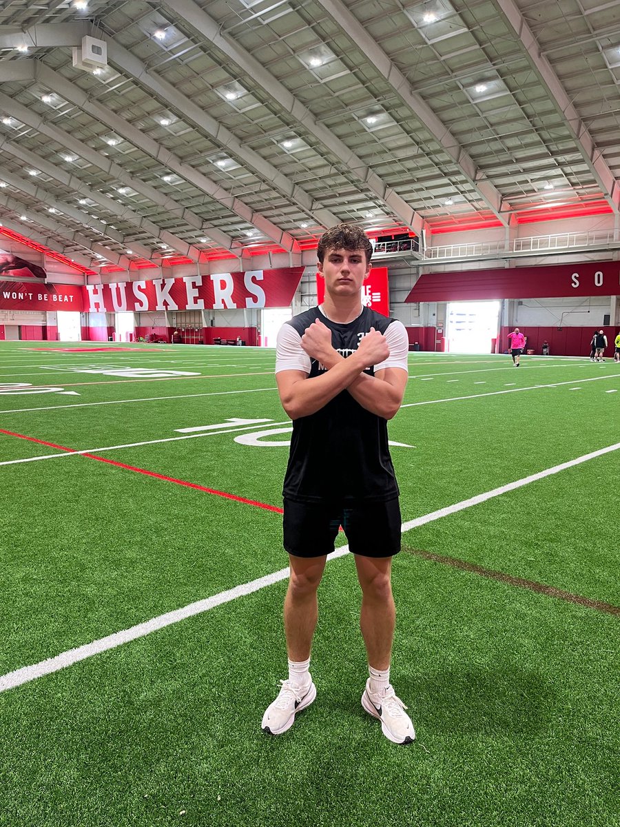 BrodeShanle's tweet photo. Great day competing at Nebraska Football Camp. Grateful for the opportunity to showcase my skills and learn from an outstanding coaching staff. Always working to get 1% better.
@CoachMattRhule @RobAurich @philipsimpson1 @HuskerFBRecruit https://t.co/zueSv71cY0