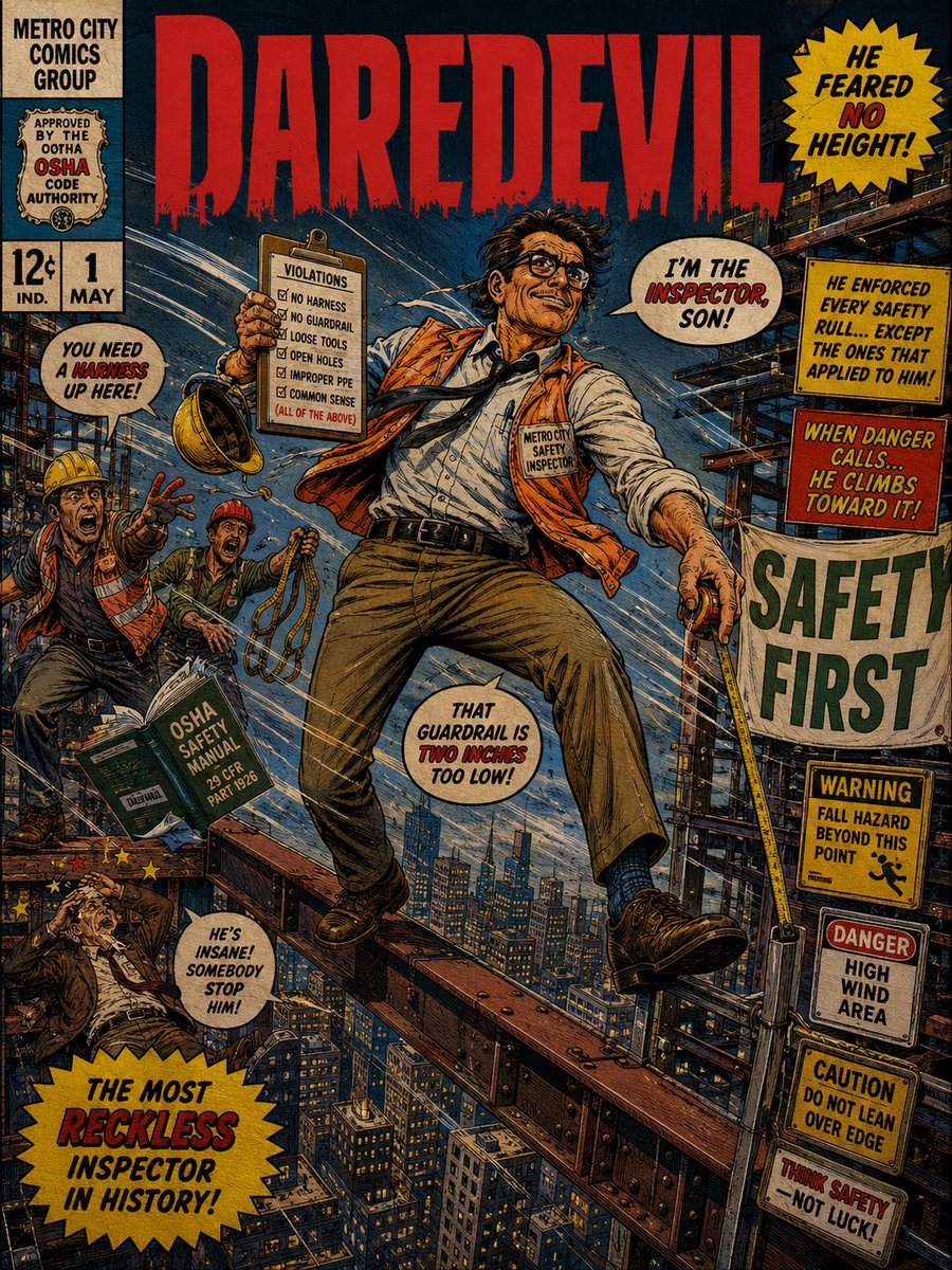 adamgotterer's tweet photo. I had an idea this weekend:

What if comic book covers were about completely ordinary people who happened to have superhero names?

Today’s issue: Daredevil https://t.co/VoJM8W6aDB