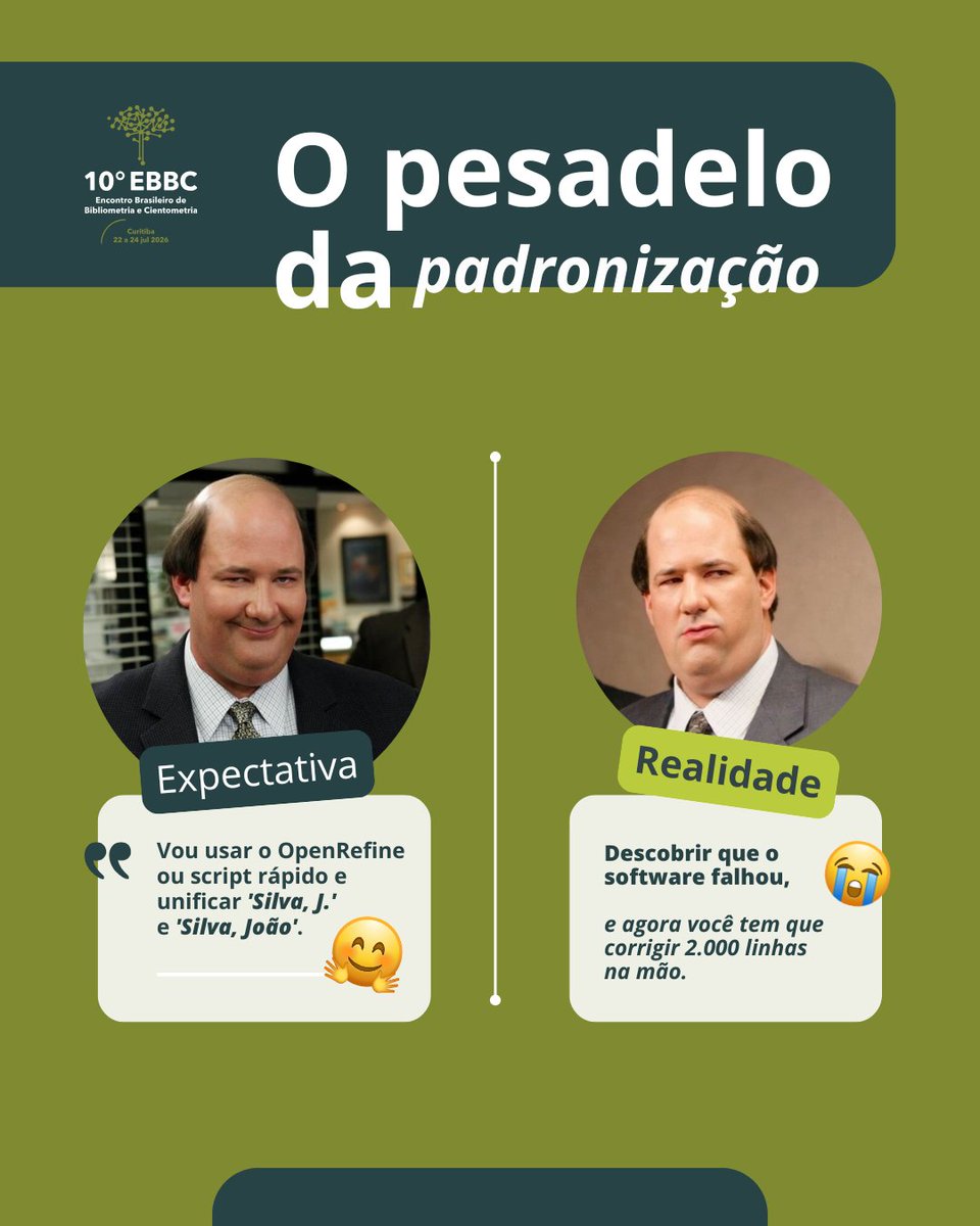 EventoEbbc's tweet photo. O drama de todo pesquisador que trabalha com estudos métricos: passar horas construindo a "string de busca perfeita" para no final... receber um tsunami de resultados da Web of Science ou da Scopus.

Confira 4 situações comuns de sofrimento de quem precisa lidar com dados brutos. https://t.co/kTvuVoYt6a