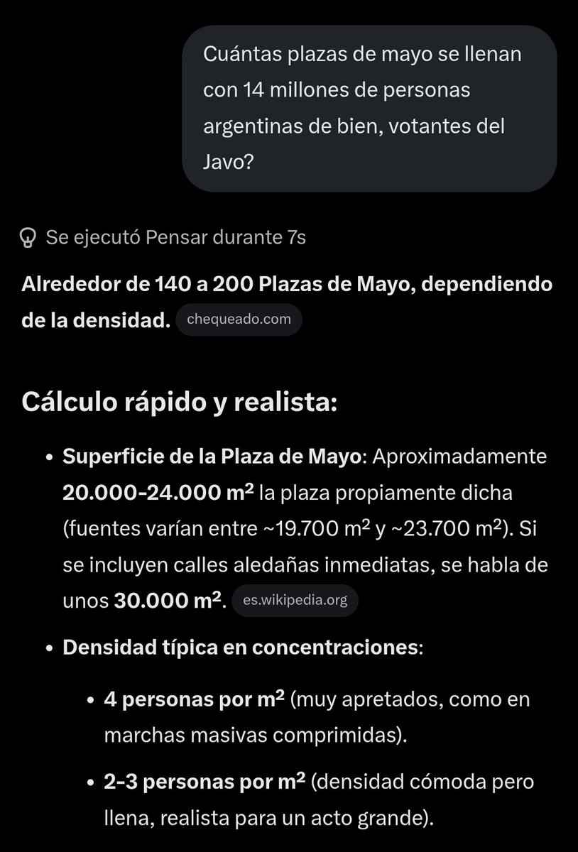 No_Soy_Dante's tweet photo. @gonsanchezrey1 Pasa que hay una diferencia cultural, al votante de Milei promedio no le interesa ir a una plaza a rezarle a un ídolo, prefiere quedarse en su casa a disfrutar con familia y amigos, con una economía ordenada y sin que el Estado le rompa las bolas
Pero si querés comparar números: https://t.co/SNnu4RVyKD