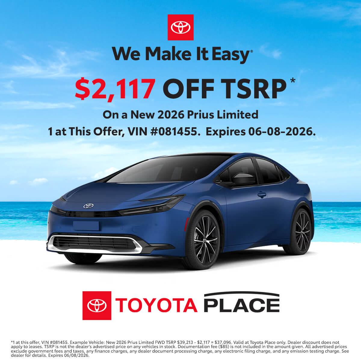 ToyotaPlace's tweet photo. Want to trade for a more fuel-efficient vehicle? Check out these great offers on a new 2026 Toyota Prius and Toyota Prius Plug-in hybrid vehicles. #Prius #PriusPrime #priusplugin #hybrid #ToyotaHybrid #toyotaplace https://t.co/lrrstNH5Cx