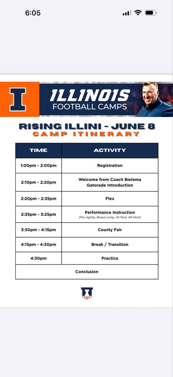 BackesJaxson's tweet photo. Super excited to be attending the University of Illinois football camp tomorrow. Ready to showcase my speed, and athleticism. Go Illini!!!

#ClassOf2028 #TE #Football #StudentAthlete 

@Coach_Delinski @EDGYTIM @EliasKarras @MTHSFootball @nielstopczynski @MTHSAthletics @coachPatRyan @PrepRedzoneIL @Recruit2Illini