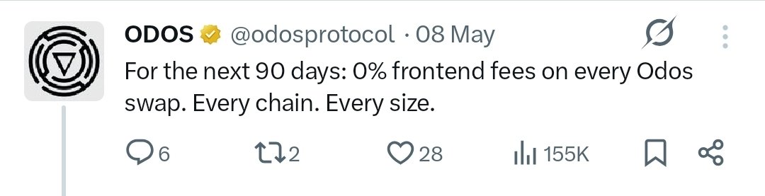 ike_crypt's tweet photo. reminder guys 

no fees for swapping on @odosprotocol until the next 60 days

thanks for your attention to this matter https://t.co/Ynlp13y3NX