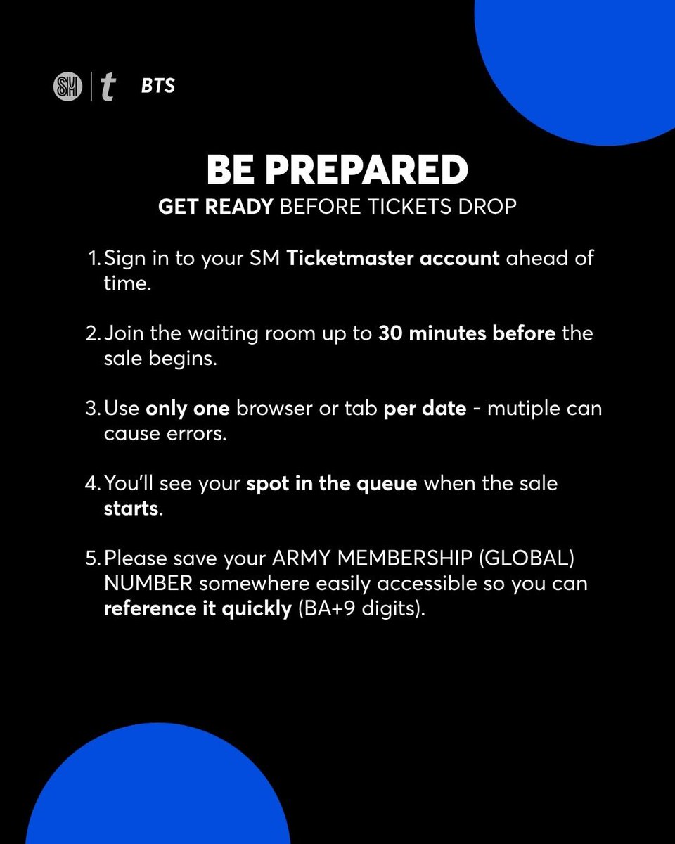 philconcerts's tweet photo. ATTENTION, PH ARMY. 

You may join the waiting room up to 30 minutes before the sale begins.

Use only 1 browser or tab per date.

Payment options:
Debit Cards, Credit Cards, Grabpay, Maya, and Gcash. https://t.co/gmN20pX3tw