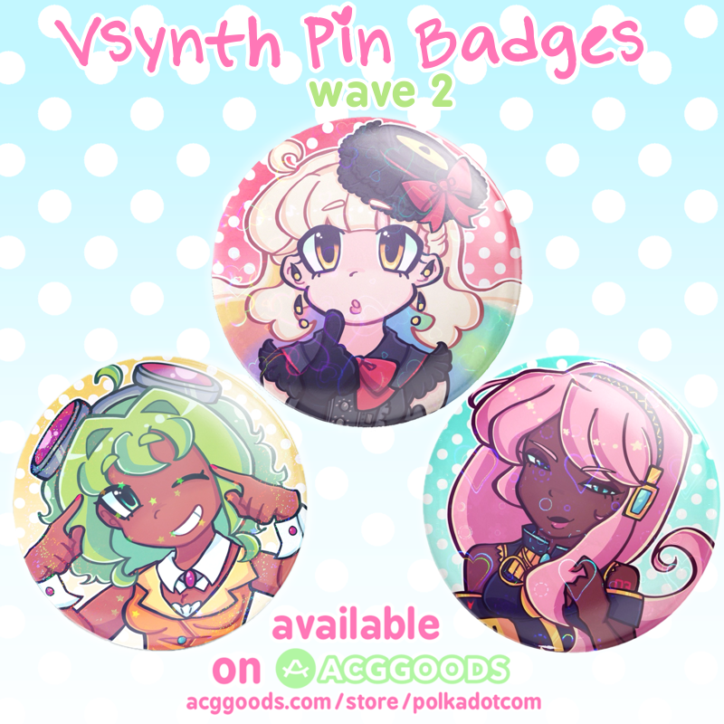 polkadotcom_'s tweet photo. Wave 2 of my #Vsynth Badges are out NOW on @ACGGoods !!

Stay tuned for more (⸝⸝> ᴗ•⸝⸝) ~ 
Wave 3 will drop around next month!
#vocaloid #vsynth #acggoods

➡️ https://t.co/RMqSM1clSQ https://t.co/g7RmXEAh8P