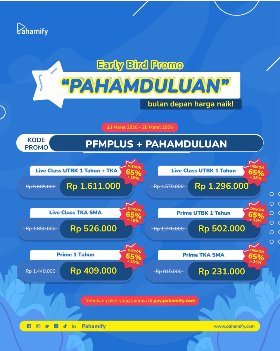 peebsrr's tweet photo. @yameeras Mumping lagi ada promo early birdnya pakai kode PFMPLUS + PAHAMDULUAN https://t.co/CVeP0SxbYD