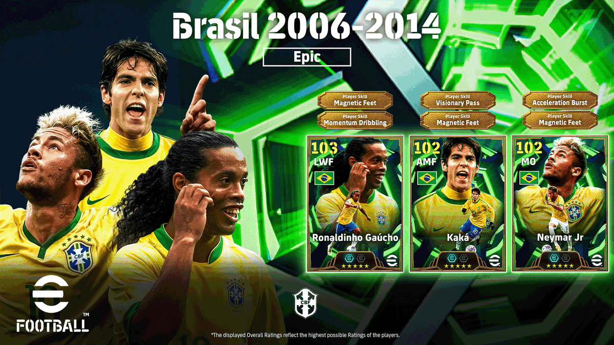arandomuser2002's tweet photo. (Concept)
Boost your team with our new Brasil 2006-2014 pack! 

Featuring 3 iconic Epic players, 8 improvable Highlight players, and 139 active stars.

Don't miss your chance to sign these legends and strengthen your squad!

#Efootball #concept #Worldcup #brasil https://t.co/CCaA5jCrtx