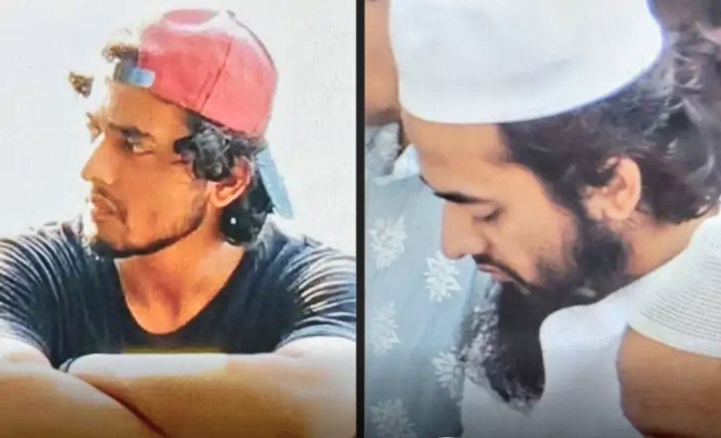Mrsinha's tweet photo. If you thought only Hindu women are unsafe in Gym Jihad, here's a story that should concern every parent.

Ayush Malik, son of a Hindu pharmaceutical trader, came into contact with a Muslim gym trainer girl Chandni Qureshi at her Gym around five years ago. As their relationship deepened, Chandni introduced him to her family, religious circles, and Islamic preachers. Police investigations have revealed that he was regularly exposed to the lectures of Pakistani cleric Dr Israr Ahmed and was gradually drawn away from his Hindu identity.

As per FIR, a secret nikah was conducted, after which Ayush began identifying himself as "Mohammad Ali." Family members claim he started growing a beard, wearing a skullcap, visiting mosques, and distancing himself from his previous way of life.

*Ayush Malik before and after*