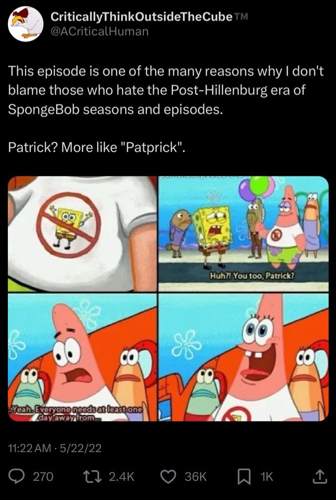 ThomasPussyCat's tweet photo. Patrick? More like “Patprick”. 

#StandWithAnimation #CancelTheSimpsonsASAP #animationarecinema https://t.co/5ANeHoAuXR