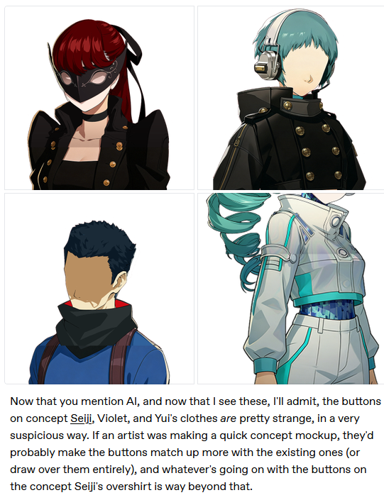larrancitaber's tweet photo. p5x-theories on tumblr bringing up that black wings may be using ai in concept art of the full size portraits oh brother theyre doing so many bad decisions lately https://t.co/b1jnoDtjIL
