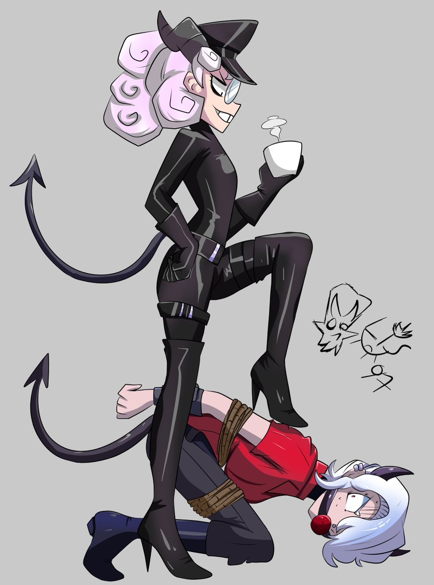 AzulYagami's tweet photo. And for this month, one of my favorite ships, my beautiful Pandemonica, my favorite Helltaker girl, where she's dominating a bad girl, her Zdrada girl, muahaha. I really love the Helltaker girl designs and Pandemonica's dominatrix outfit even more. I hope you like it!
#helltaker https://t.co/f9GxDQxCWG