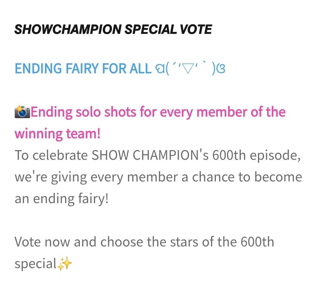tripleSObjekts's tweet photo. tripleS has won the Show Champion Ending Fairy Vote!!

All 24 members will get ending fairies on June 10th. Let's make it even more special by getting them a win!! Keep voting on Idol Champ, there's less than 6 hours left! https://t.co/e5kZOEkMQH