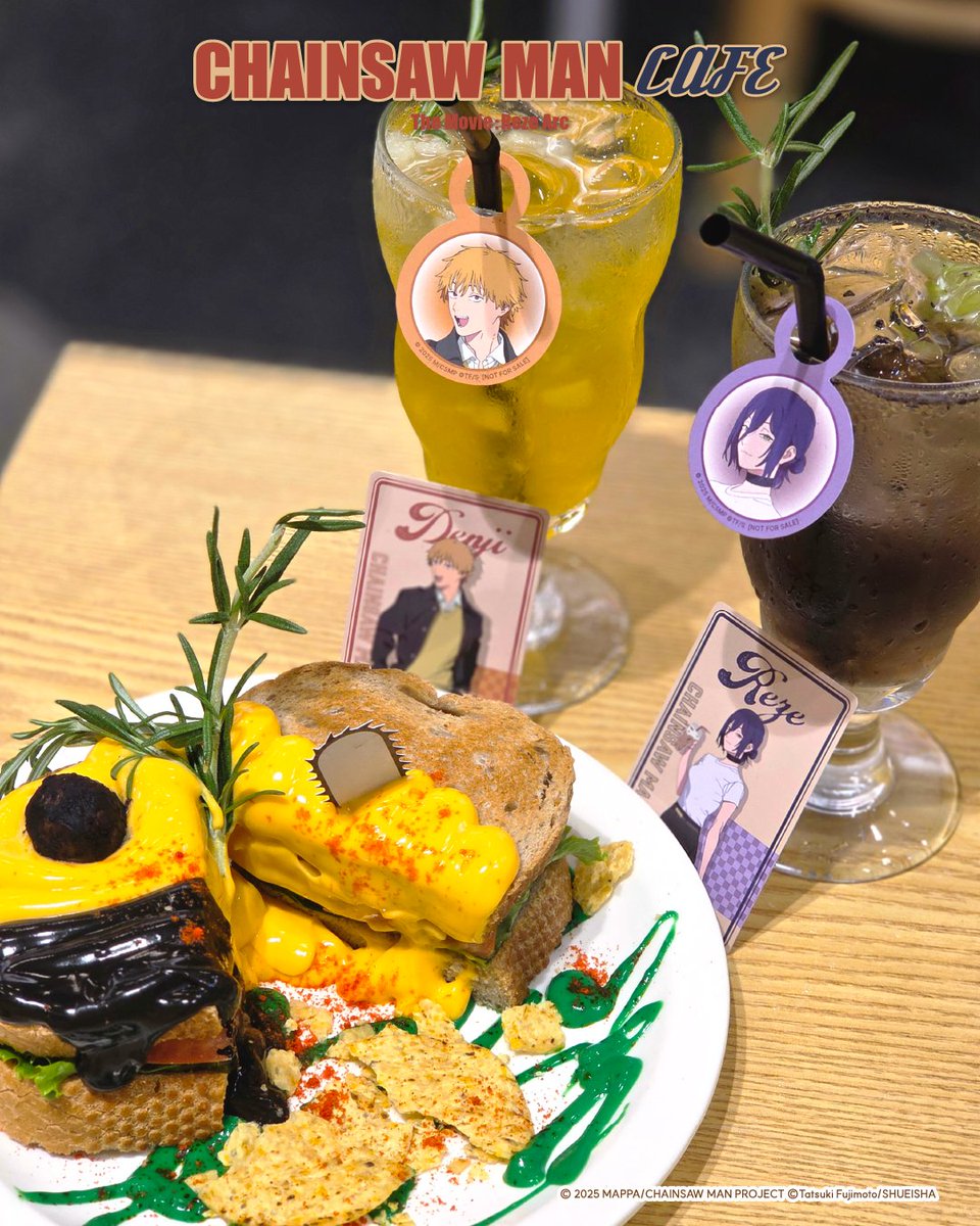 BOX_CAFE_AK's tweet photo. 【#체인소맨 x BOX cafe&amp;space】

🪚체인소맨:레제 콜라보카페
💥메뉴 실사 공개

 #체인소맨극장판콜라보카페 [전기] 메뉴들을 공개합니다✨
캐릭터를 테마로 한 콜라보 카페 한정 메뉴들을 현장에서 직접 만나보세요! https://t.co/ZwjcgWFq52