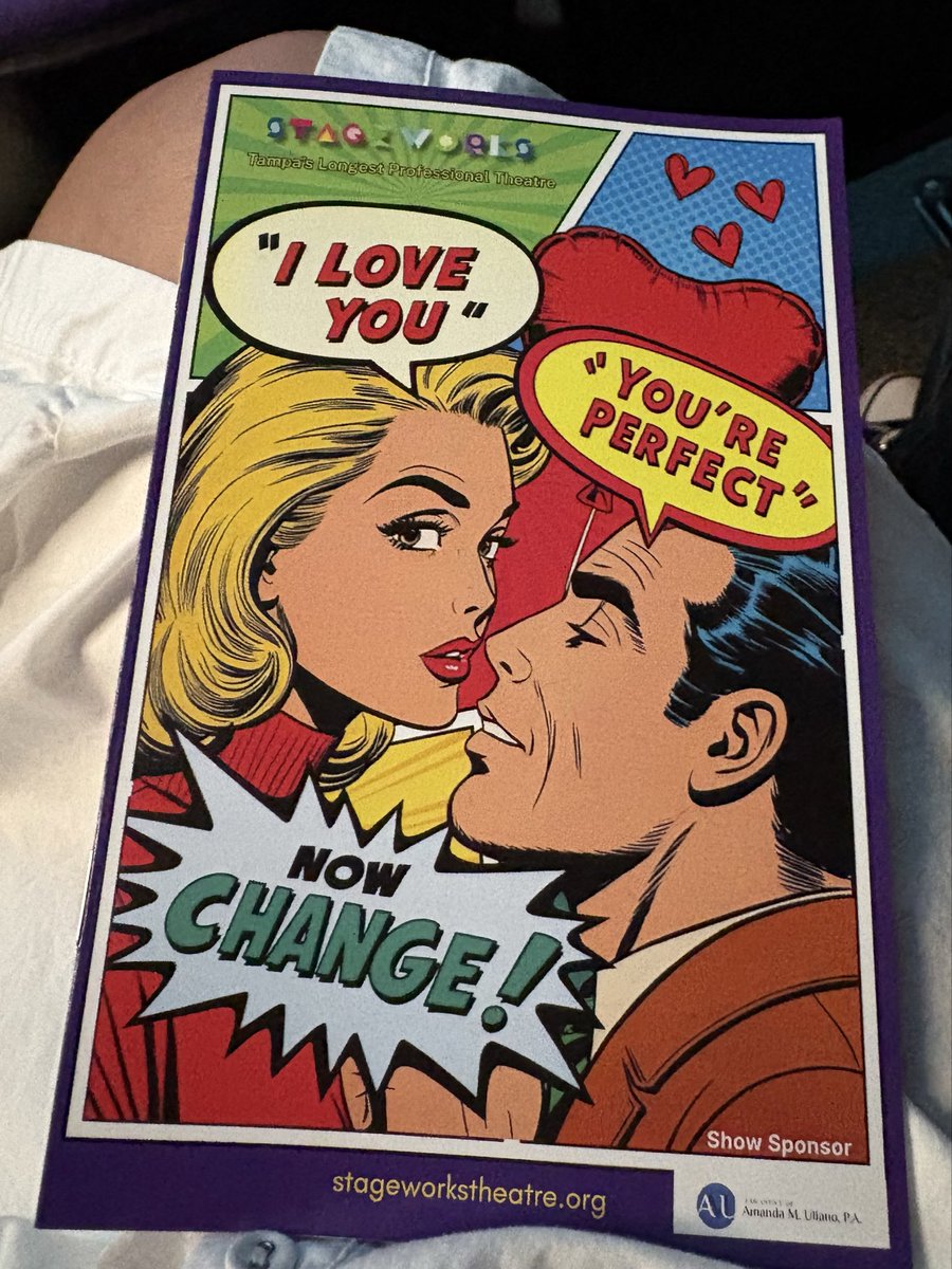 lissete_junco's tweet photo. I love you, you are perfect, now change 🎭🎶#theater #stageworks #musical #downtowntampa #downtown https://t.co/meTmM5UJRS