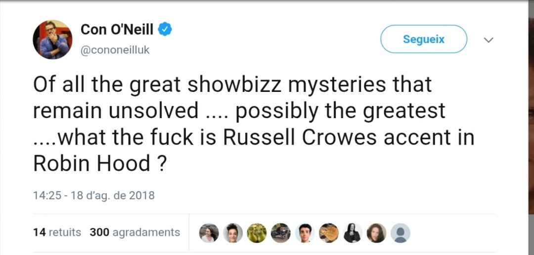Mach2Infinity's tweet photo. @hughlaurie @jan_murray This is up there with the exchange between actors Con O'Neill and Russell Crowe over Crowe's accent in Robin Hood, only for O'Neill to respond with "fair enough x".

https://t.co/UdiqpWWzsj https://t.co/YqoEAYO5pr