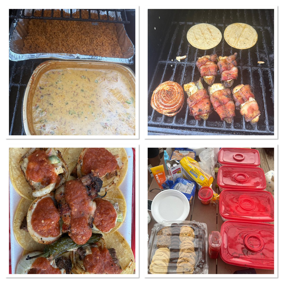 senoroukc's tweet photo. Rain delay = cooking time. 🍔🌭🔥
Taking advantage of the break and getting the grill fired up before @OU_Baseball Game 2 vs KU‼️
Ready to see the Sooners take care of business against KU when play resumes!
#OUDNA #OUBaseball #RGV #BoomerSooner #FamilyTime https://t.co/XZzkmep0fl