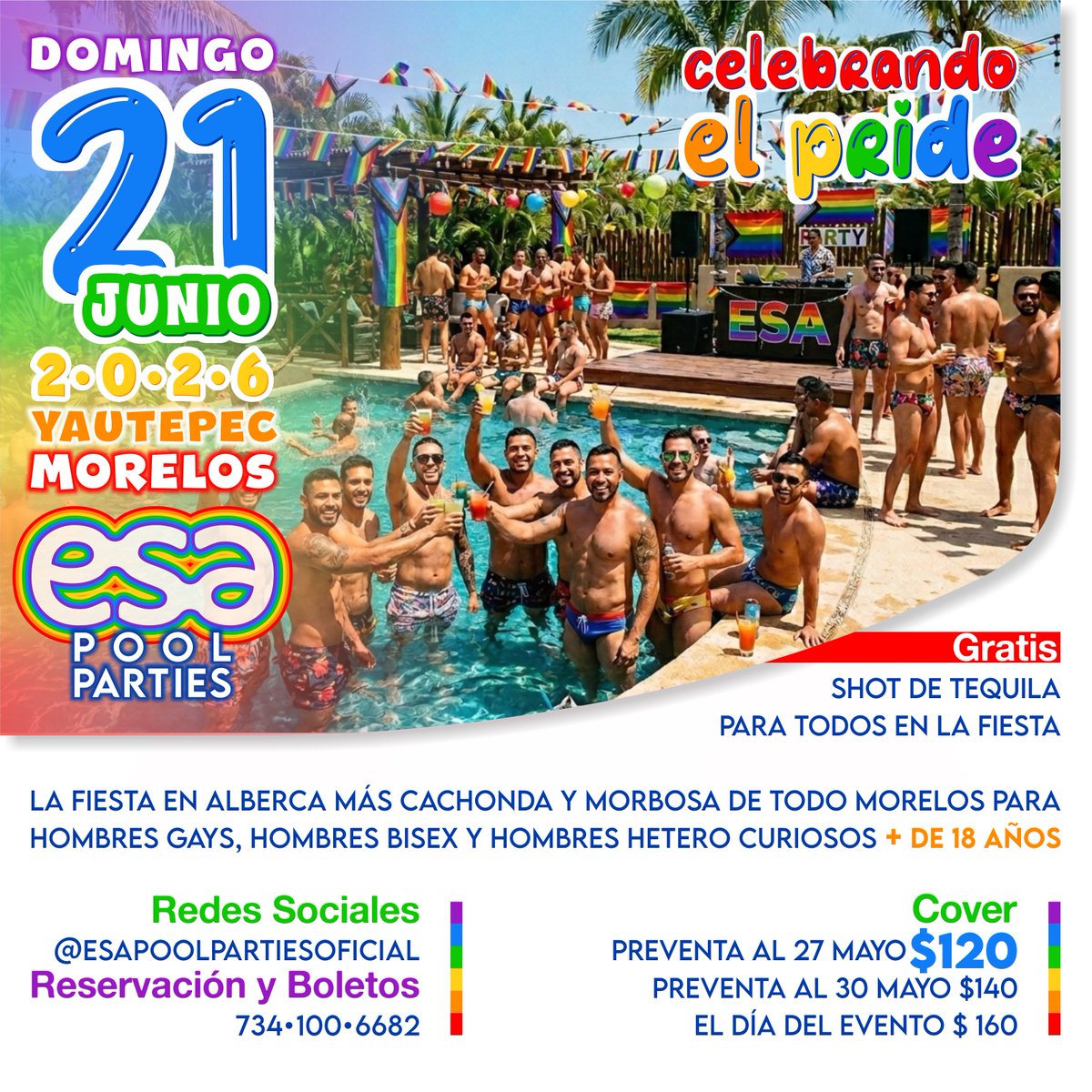 esapoolparties's tweet photo. Asiste a la fiesta en alberca más cachonda y morbosa de todo Morelos. Para Hombres Gays, Bisex y Hetero Curiosos. Mucha diversión, deliciosos tragos, buena música, agradables compañías y muchas cositas más.. Domingo 21 Junio 2026, Yautepec Morelos. Boletos al WTS: 734 100 6682 https://t.co/wfzbjBKO7S