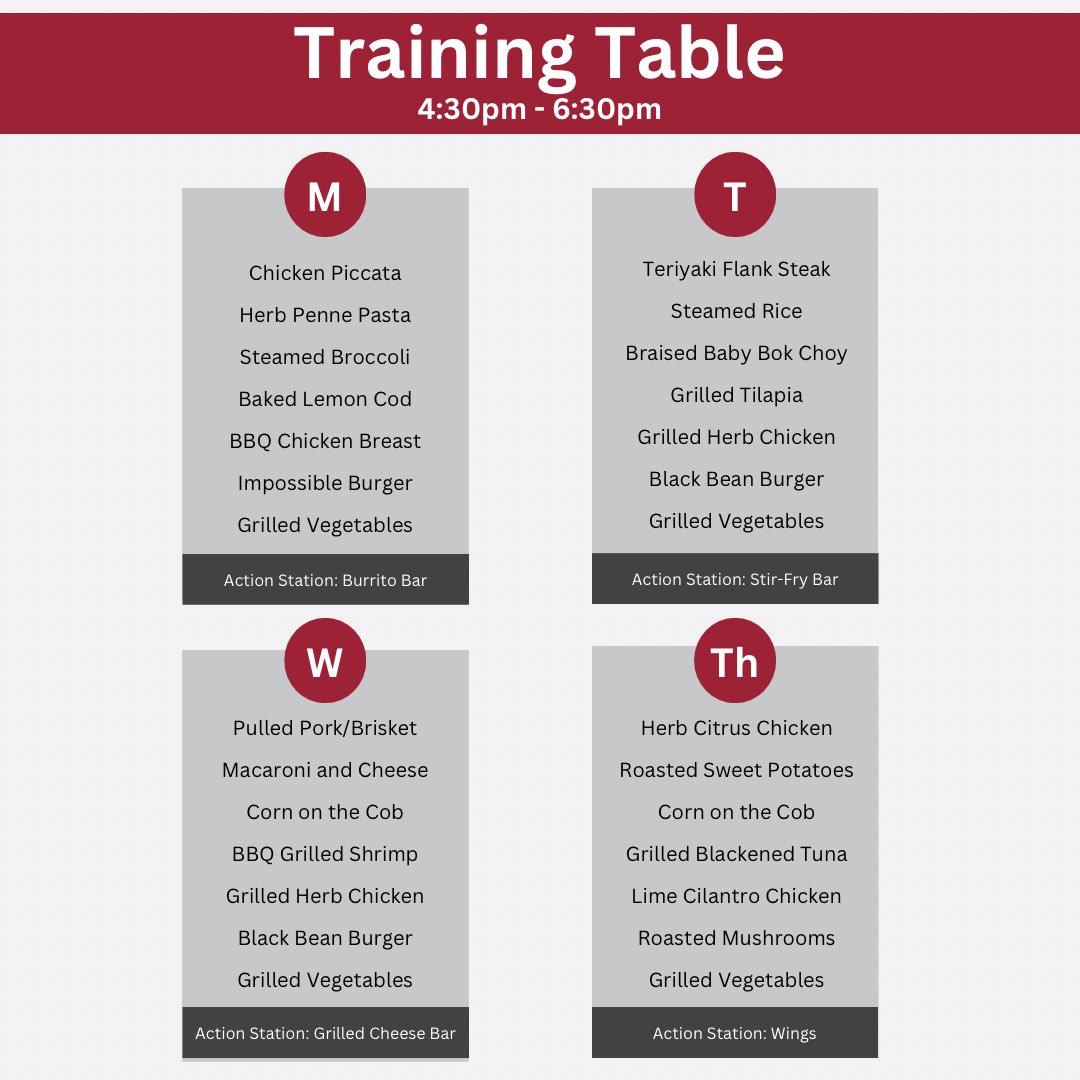 RazorbacksFuel's tweet photo. Sports Nutrition Center menus this week, June 8-12 🍽️ https://t.co/gMLvERGn2I