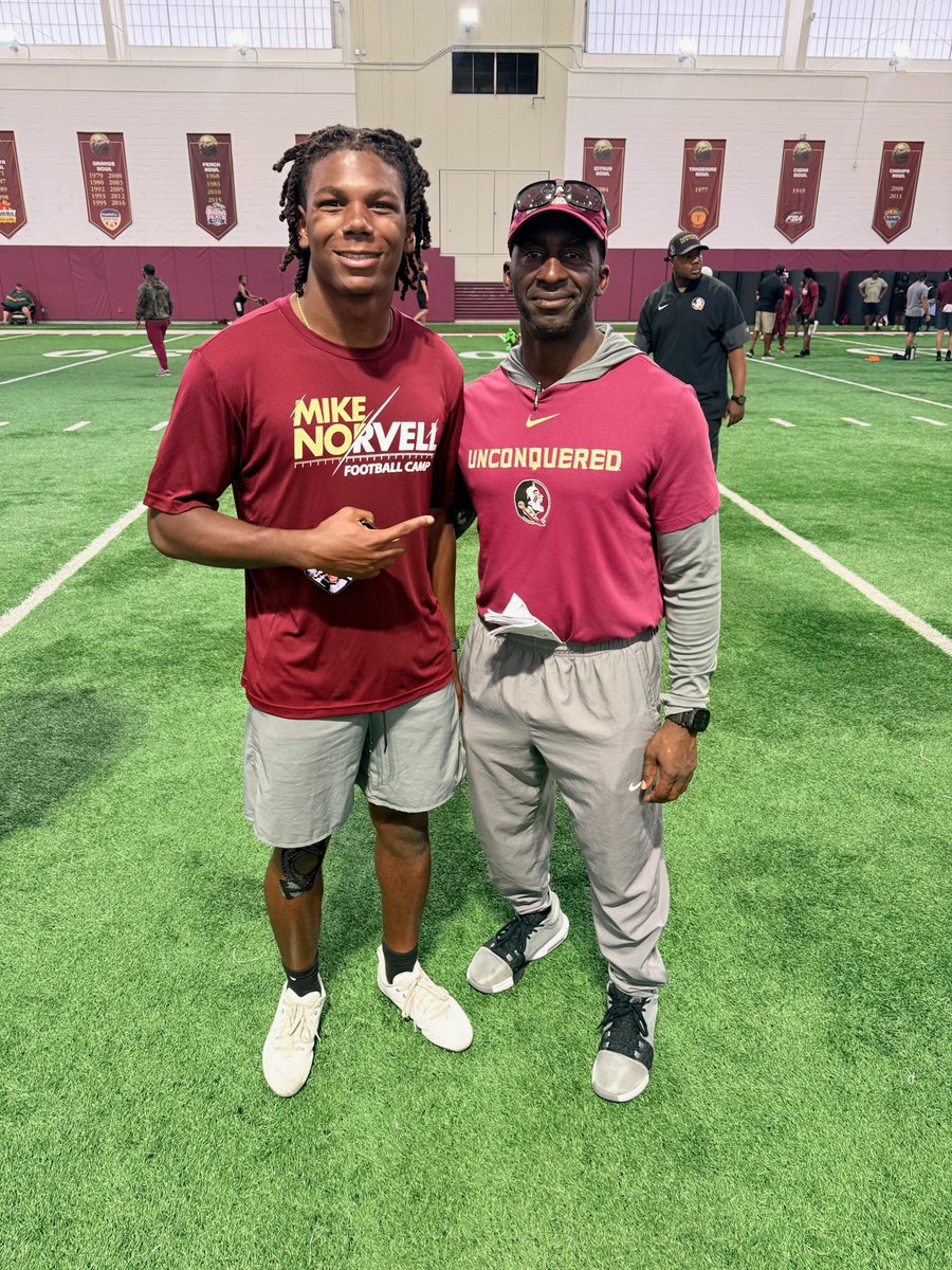 sean_henry4's tweet photo. Blessed to compete at @FSUFootball camp today! 
I had an amazing time learning from Coach @ErnieSims34 and thanks to @Coach_Norvell for hosting it!

@FSUCoachTW @DBcoachadams @Coach2Bless @Coach_Norvell @NCWarriorsFB @NCHSrecruit @CoachTQ_ @BryceHSweat https://t.co/GSuNRhR9OD