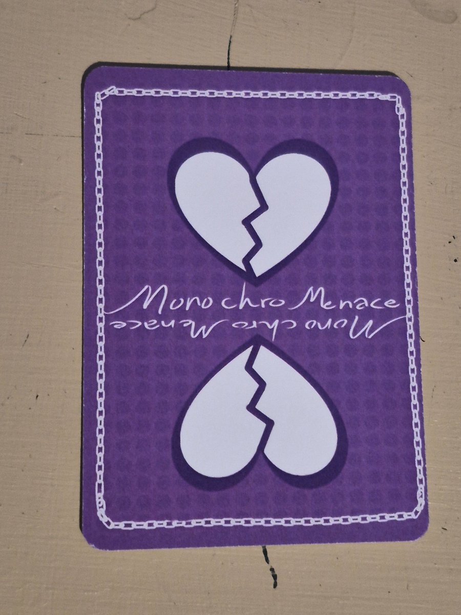 Zune_Chitsuya2's tweet photo. Back of the cards! (Also if anyone is wondering, the cards with menace are them are the Aces!) https://t.co/pXFMowV0iV