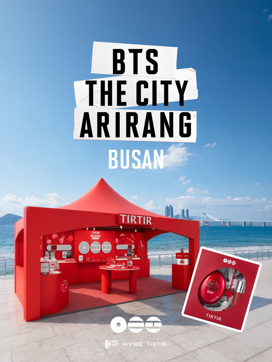 tirtir_official's tweet photo. 𝗕𝗧𝗦 𝗧𝗛𝗘 𝗖𝗜𝗧𝗬 𝗔𝗥𝗜𝗥𝗔𝗡𝗚 𝗕𝗨𝗦𝗔𝗡 𝘄𝗶𝘁𝗵 𝗧𝗜𝗥𝗧𝗜𝗥
CONCERT READY BAR is coming, soon ❤️

바다와 음악이 흐르는 도시,
부산과 티르티르의 특별한 만남🌊
티르티르 콘서트 레디 바에서
완벽한 무대를 만날 준비를 함께하세요✨

A city where music meets the sea,
a special moment shared by Busan and TIRTIR 🌊
Get ready for an unforgettable stage
at the TIRTIR CONCERT READY BAR❤️

https://t.co/AcH2i6PqsQ

#티르티르더시티 #티르티르부산 #TIRTIRTHECITY #BTS_THECITY_ARIRANG #BTS_THECITY_ARIRANG_BUSAN