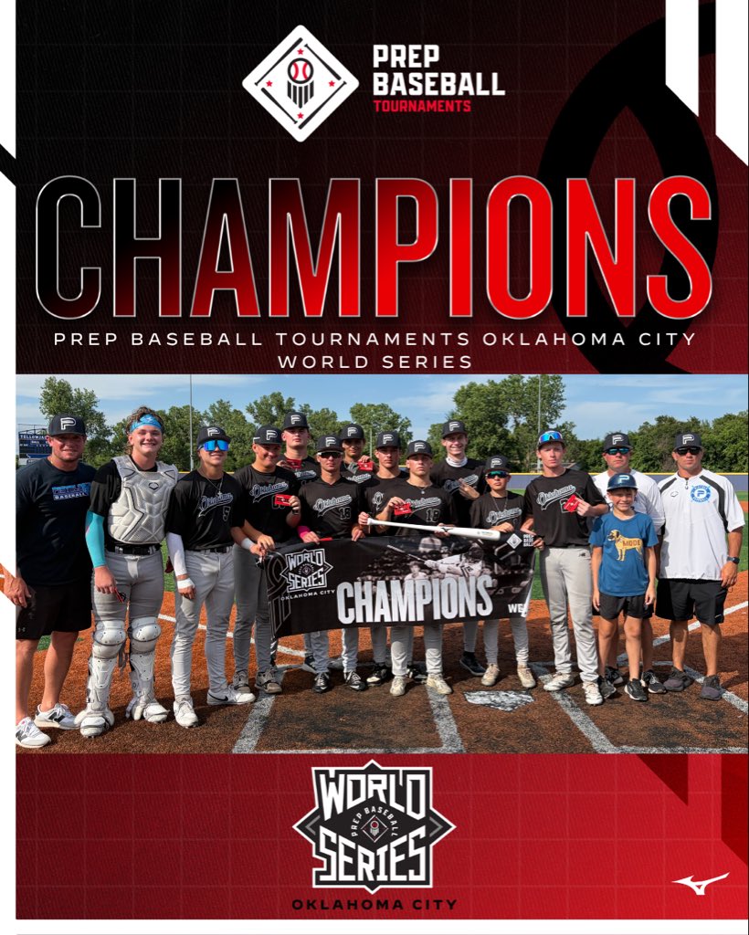 PrepBaseballOK's tweet photo. 🏆CHAMPIONS📷

Congratulations to the 2026 Prep Baseball Tournaments Oklahoma City World Series 15u champions, OK Pistols

@OklahomaPistols | #PBTOKCWS https://t.co/hRPjeQkg5l