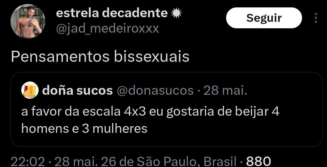 snook281's tweet photo. @jad_medeiroxxx E quem pediu a opinião de um bissexual nojento querendo se meter no que gay gosta ou deixa de gosta, vai cuidar da sua laia pra lá https://t.co/HEiurylIuY