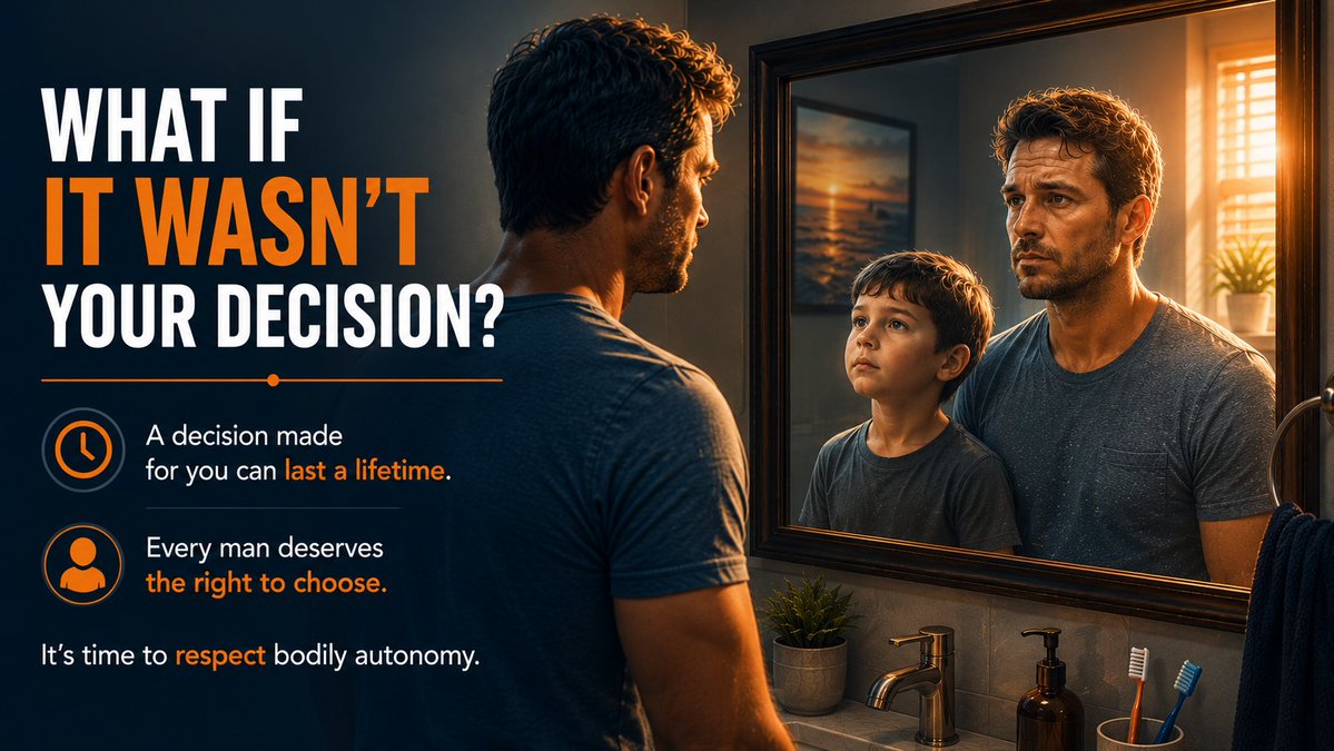 intactamerica's tweet photo. Every circumcised man lives with a decision he never made. Some never think about it. Others spend years wondering how things might've been different. The question isn't if every man feels the same. The question is if anyone else should've had the right to decide for him. https://t.co/3TU4XdGSIo