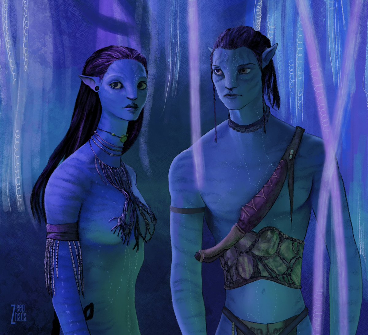 zeephaus's tweet photo. Scene redraw for a project over on ig !!! The colors were sooo fun to do! #avatar #neytiri #jakesully https://t.co/sQWXxkclGT