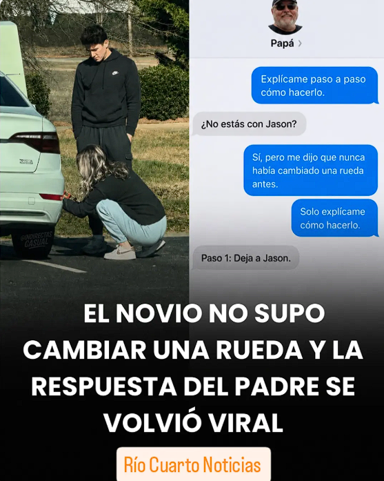 MaritoMilenio3's tweet photo. 🟠 Un chat de una joven mendocina con su padre se hizo viral por el instructivo que le dio para cambiar la rueda del auto ya que su novio apodado "Jason" no sabía: Instrucción 1: Dejar a Jason ! https://t.co/e6OaVmfJHQ