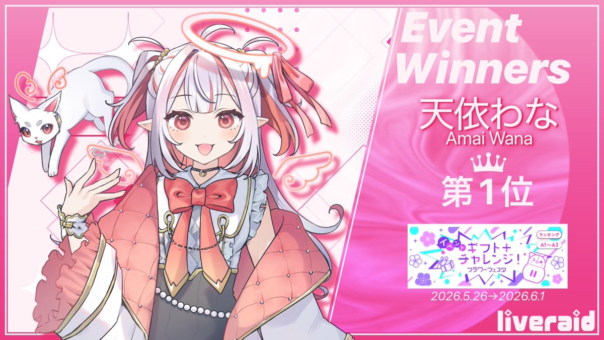 iBraid2021's tweet photo. ━━━━＼✨イベント入賞✨／━━━━
　
 〝イベントギフトチャレンジ　フラワーフェスタ〟
　　　　
              　　第1位  天依わな
                 　 ( @wanna_ama1 )

           　おめでとうべぁ〜！🎉
　━━━━━━━━━━━━━━━━ 

#IRIAM     #ライブレイド #見てみてライブレイド