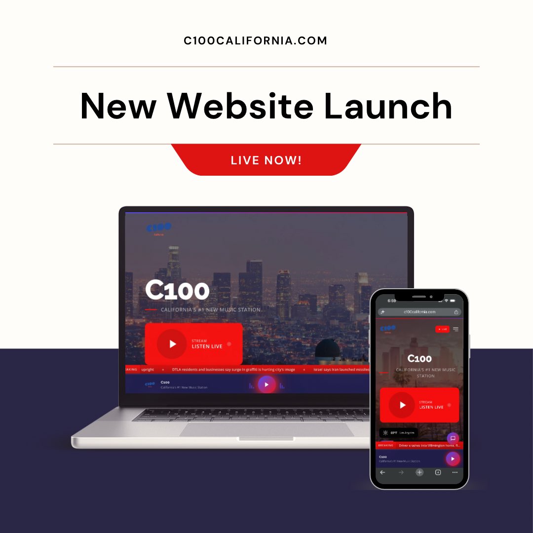 C100California's tweet photo. We just launched our newest website & it looks awesome! Head over & check it out today. More to come! https://t.co/cqzOhVtAhZ #New #Website #NowLive #Radio #RadioStation #Music #PopMusic #TodaysHits https://t.co/38HwVhAl1I