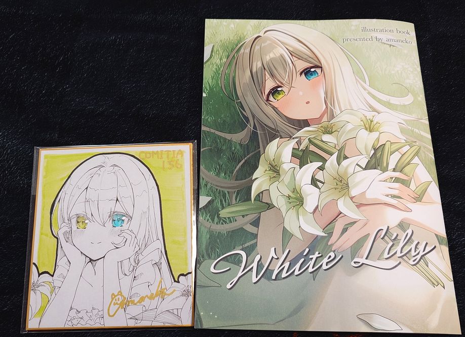 _cherge_'s tweet photo. 甘猫先生（@amaneko_Y）の新刊＋ミニ色紙。
こちらも表紙絵に惹かれての購入でした。
オッドアイの瞳と、緑と白を基調とした清廉な雰囲気が素敵で、イラストを眺めてると心が澄んでいくようでした。
あと、表情があまり変わらない印象の子が見せる笑顔は、やっぱり最高ですね！
(1/2)
#COMITIA156 https://t.co/HBDQMnb0rN
