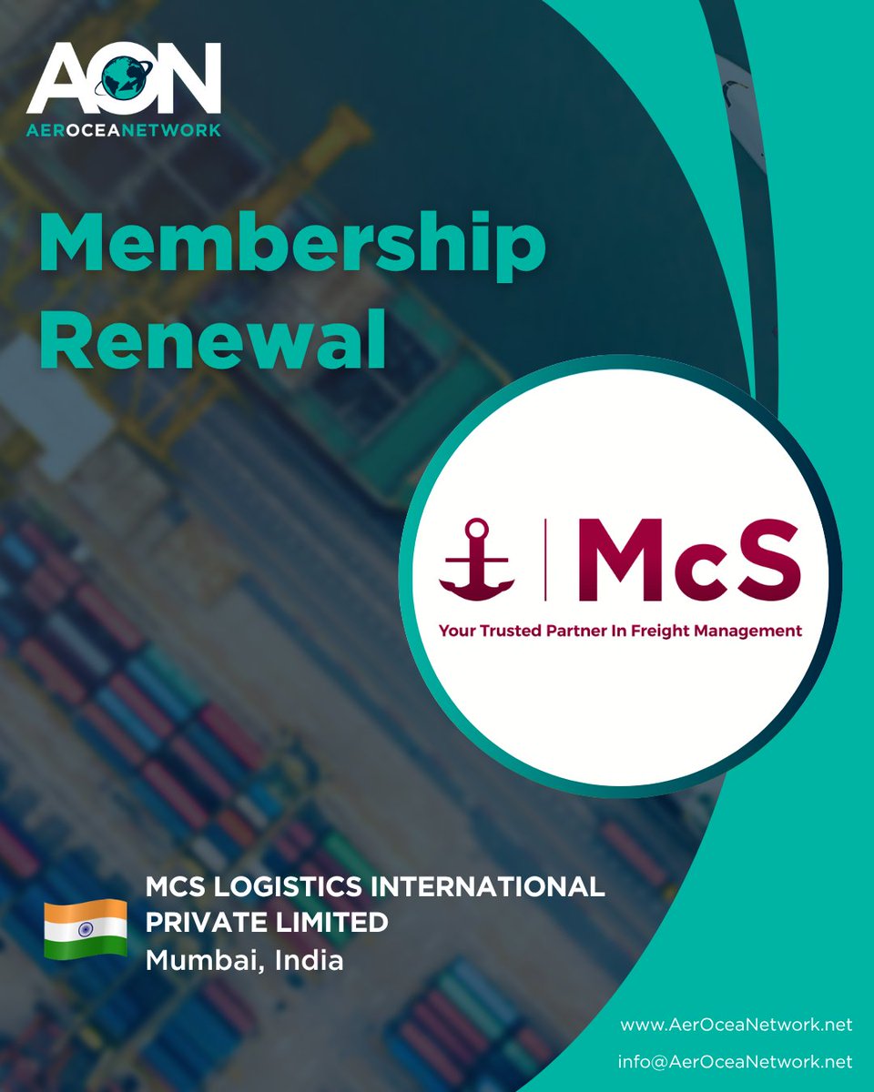 AerOceaNetwork's tweet photo. We are pleased to announce that MCS Logistics International Private Limited in India has renewed their membership to AerOceaNetwork! 👏

#AerOceaNetwork #AINetworks #freightforwarder #logistics #cargo #oceanfreight #MCSLogisticsInternationalPrivateLimited https://t.co/uFpynSWBjH