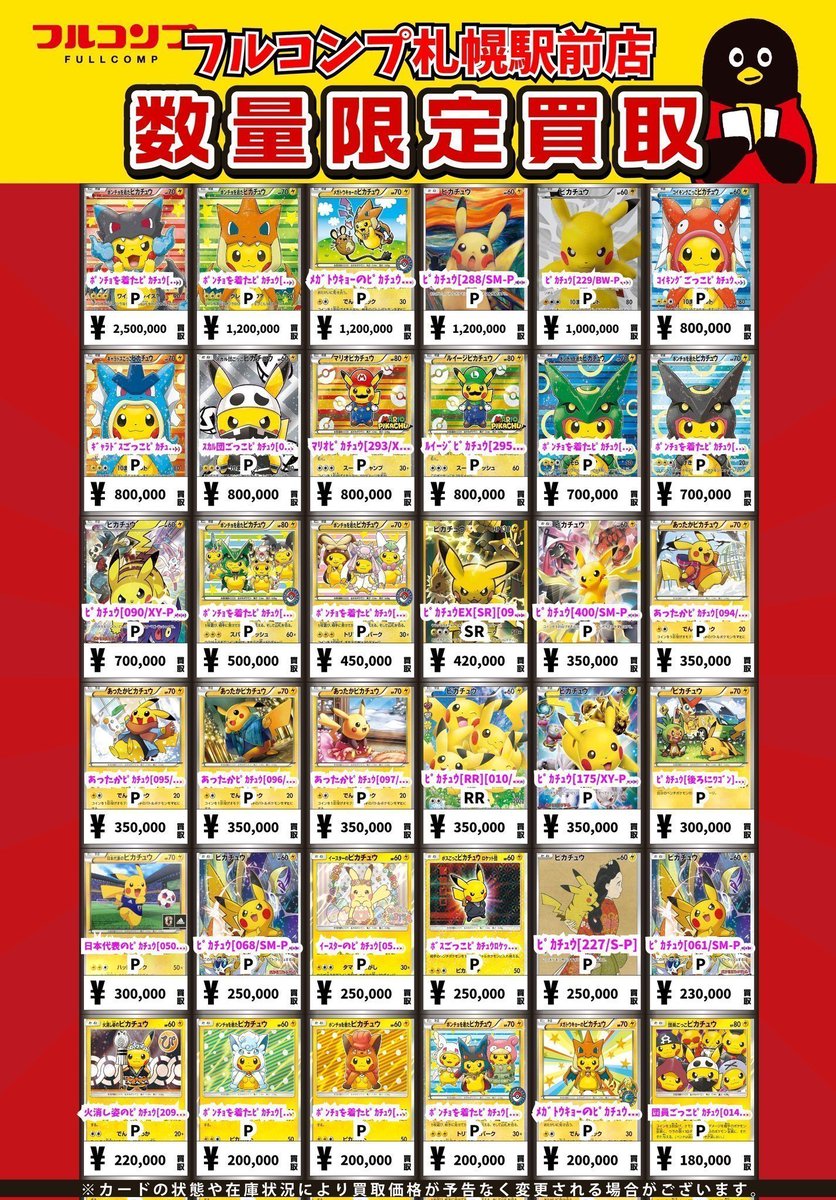 🔥😻🔥ポケカ買取情報🔥😻🔥 ﾎﾟﾝﾁｮを着たﾋﾟｶﾁｭｳ[207/XY-P] P 2500000