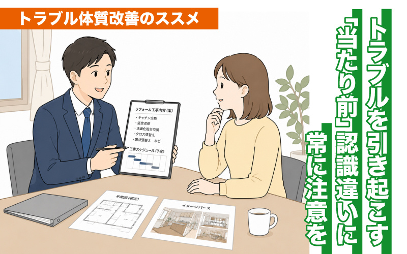 reformeigyou's tweet photo. リフォーム工事で、クレーム発生。
その時、どう対応すべき？

ゆめや（兵庫県神戸市）での実践例をもとに、ピンチをチャンスに変える方法を紹介します。

トラブルを引き起こす「当たり前」自分たちとお客様の認識違いに常に注意｜リフォマガ https://t.co/G8DSacZjv8

#リフォマガ #リフォーム営業 https://t.co/aMEcpg8kR0