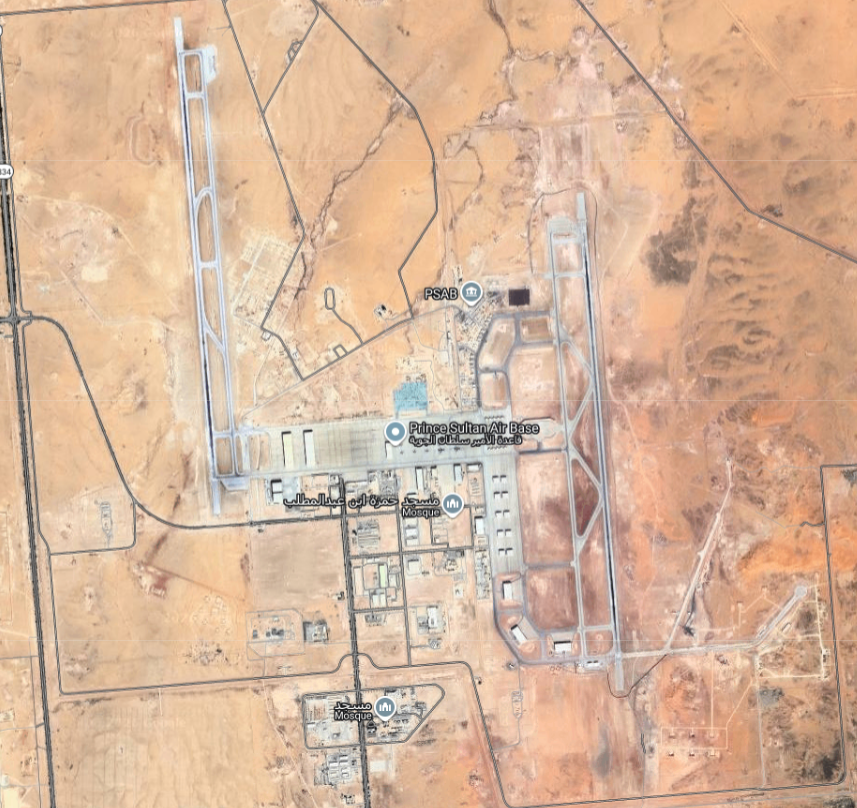 AMK_Mapping_'s tweet photo. Unconfirmed reports of an Iranian ballistic missile attack on Prince Sultan Air Base in Saudi Arabia. 2 explosions were reportedly heard. https://t.co/EsTHIIcAKs