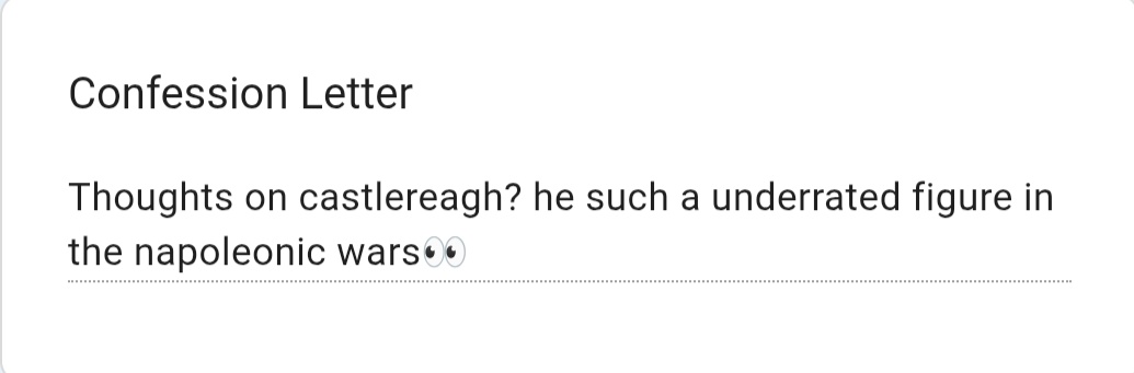 CONFESHOFNEPO's tweet photo. ✑ . . . ❝ I really like Castlereagh all things considered. What I find most tragic is that he died by suicide and the wiki stated that he died as an "unpopular figure". I want to personally change that. Consider me his no. 1 fan. ❞ ┈  Admin L
⌞ #napotwt ⌝ https://t.co/bIaNsTKOE5
