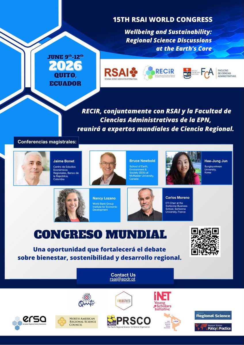 RECIR_News's tweet photo. @NewsRSAI @EPNEcuador #congress #regionalscience #quito #ecuador #rsai https://t.co/7FFX8nqENK