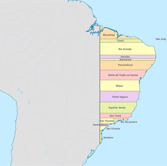 SPQRPaxRomana's tweet photo. 折角だし、1534年のポルトガル領ブラジルの行政区画でも見て落ち着きませんか https://t.co/rkeiV84RyS