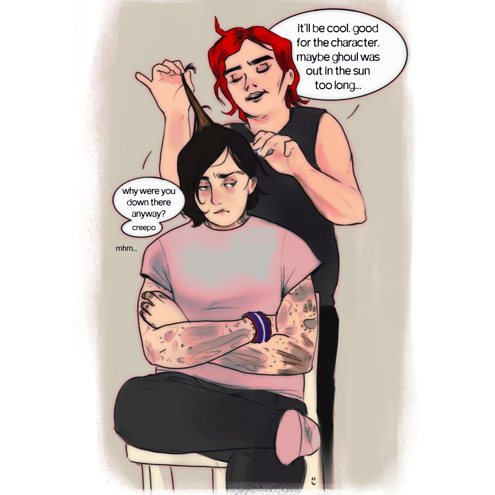 hysterikall___'s tweet photo. how frank got the blonde streak

#MCRFanart #frerard #MCRart https://t.co/p85Oqqjv50