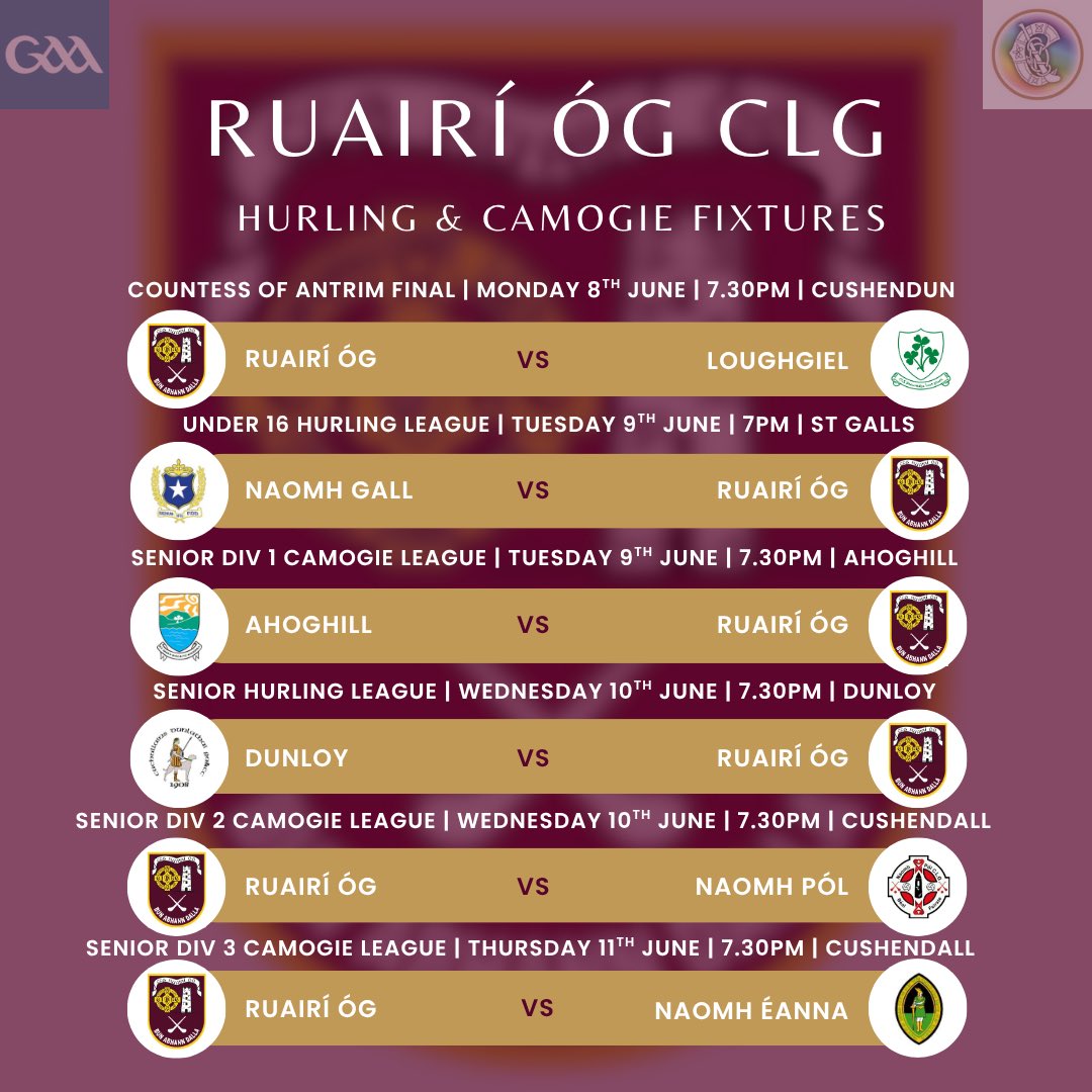 RuairiOgCLG's tweet photo. 🇱🇻 This weeks fixtures 🇱🇻
#FSMD #GAAGaeilge https://t.co/jOne2eKBkI